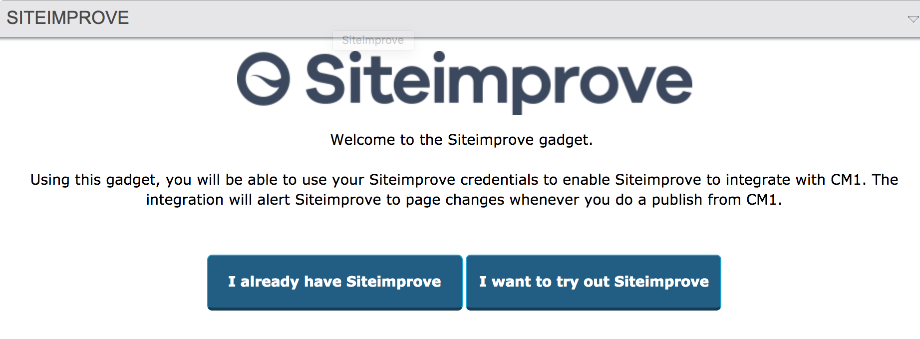 Screenshot of the Siteimprove Gadget